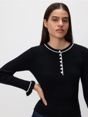 Reserved - Sweter w prążek - czarny