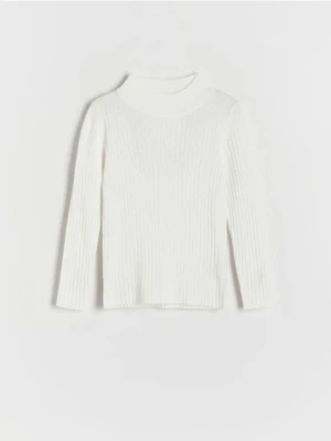 Reserved - Sweter w prążek - złamana biel