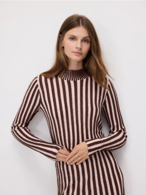 Reserved - Sweter w prążki - ciemnobrązowy