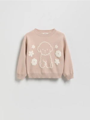 Reserved - Sweter z aplikacją - beżowy