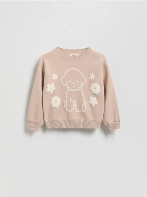 Reserved - Sweter z aplikacją - beżowy