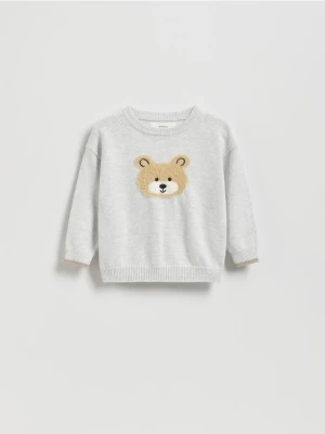 Reserved - Sweter z aplikacją - jasnoszary