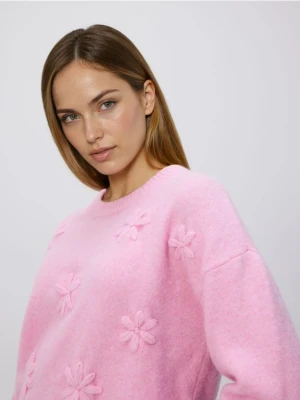 Reserved - Sweter z aplikacjami 3D - różowy