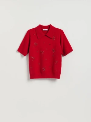 Reserved - Sweter z aplikacjami - czerwony