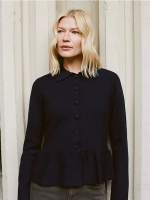 Reserved - Sweter z baskinką - granatowy