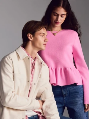 Reserved - Sweter z baskinką - różowy