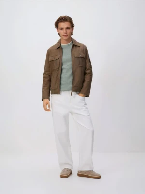 Reserved - Sweter z bawełną - zielony