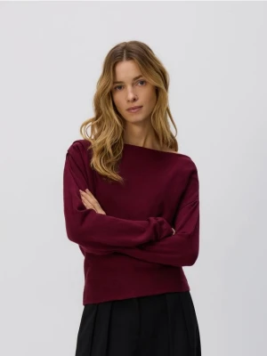 Reserved - Sweter z błyszczącą aplikacją - bordowy