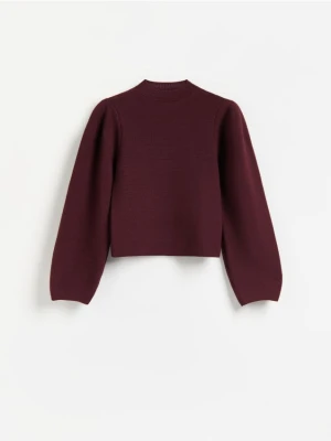 Reserved - Sweter z bufiastymi rękawami - bordowy