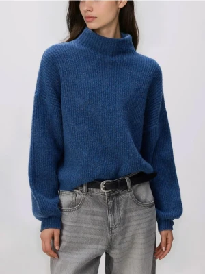 Reserved - Sweter z bufiastymi rękawami - granatowy