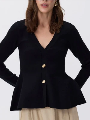 Reserved - Sweter z dekoracyjnymi guzikami - czarny