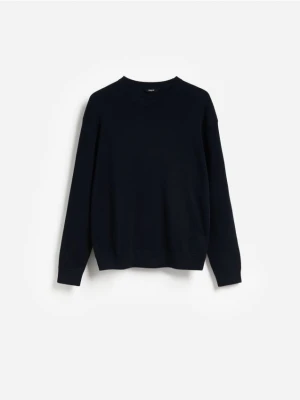 Reserved - Sweter z dodatkiem modalu - granatowy