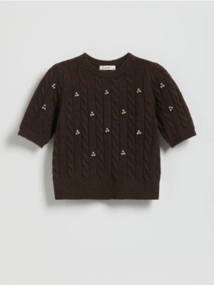 Reserved - Sweter z dodatkiem wełny - brązowy