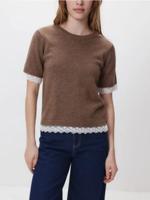 Reserved - Sweter z dodatkiem wełny - brązowy