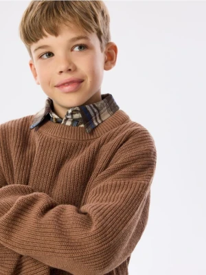 Reserved - Sweter z dodatkiem wełny - brązowy