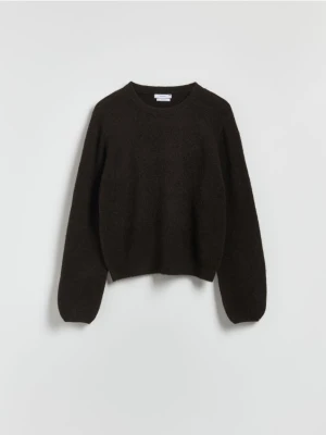 Reserved - Sweter z dodatkiem wełny - ciemnobrązowy