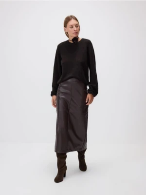 Reserved - Sweter z dodatkiem wełny - ciemnobrązowy