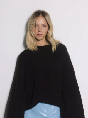 Reserved - Sweter z dodatkiem wełny - ciemnobrązowy