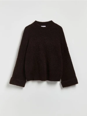 Reserved - Sweter z dodatkiem wełny - ciemnobrązowy