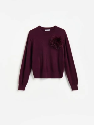 Reserved - Sweter z dodatkiem wełny - ciemnofioletowy