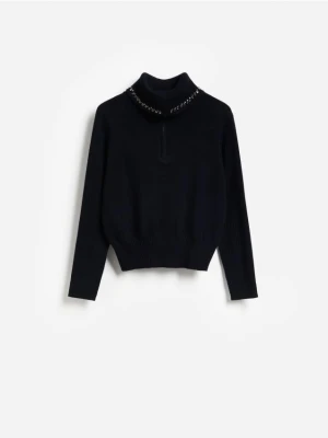 Reserved - Sweter z dodatkiem wełny - granatowy