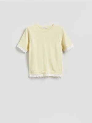 Reserved - Sweter z dodatkiem wełny - jasnożółty