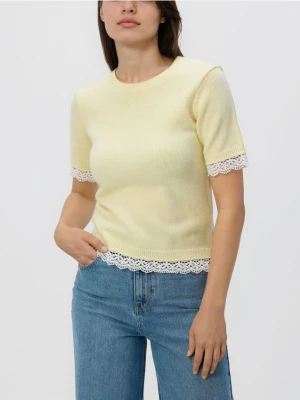 Reserved - Sweter z dodatkiem wełny - jasnożółty
