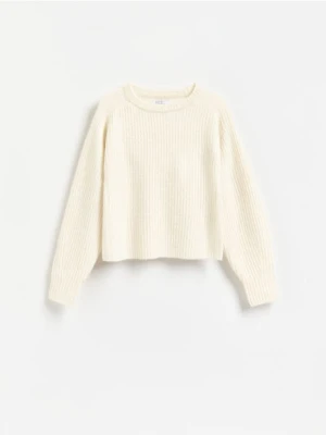 Reserved - Sweter z dodatkiem wełny - kremowy