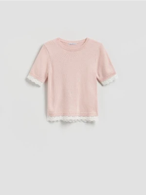 Reserved - Sweter z dodatkiem wełny - pastelowy róż