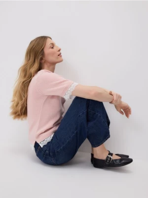 Reserved - Sweter z dodatkiem wełny - pastelowy róż