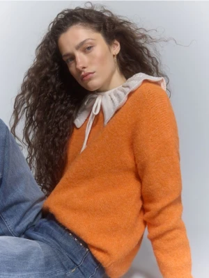 Reserved - Sweter z dodatkiem wełny - pomarańczowy
