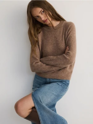 Reserved - Sweter z domieszką alpaki - brązowy
