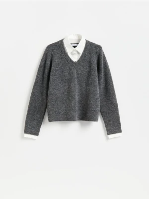 Reserved - Sweter z domieszką alpaki - ciemnoszary