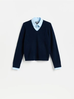Reserved - Sweter z domieszką alpaki - granatowy