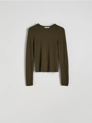 Reserved - Sweter z domieszką kaszmiru - oliwkowy