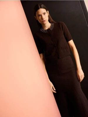 Reserved - Sweter z domieszką wełny - ciemnobrązowy