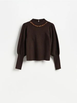 Reserved - Sweter z domieszką wełny - ciemnobrązowy