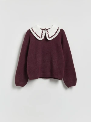 Reserved - Sweter z domieszką wełny - ciemnofioletowy