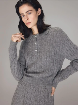 Reserved - Sweter z domieszką wełny - ciemnoszary