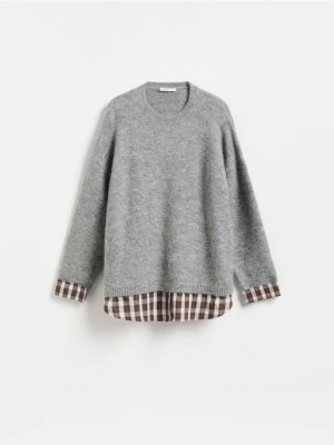 Reserved - Sweter z domieszką wełny i alpaki - szary