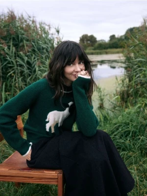 Reserved - Sweter z domieszką wełny - zielony