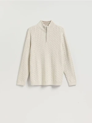 Reserved - Sweter z domieszką wełny - złamana biel