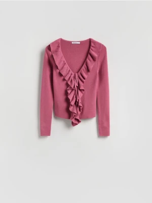 Reserved - Sweter z falbanką - jasnofioletowy