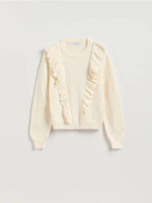 Reserved - Sweter z falbankami - kremowy