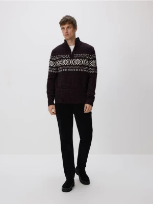 Reserved - Sweter z golfem - bordowy