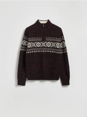 Reserved - Sweter z golfem - bordowy