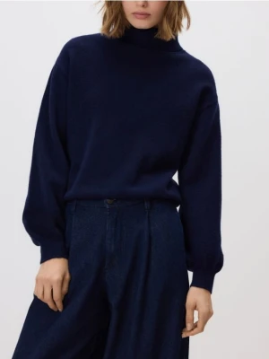 Reserved - Sweter z golfem - granatowy