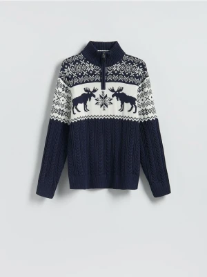 Reserved - Sweter z golfem - granatowy