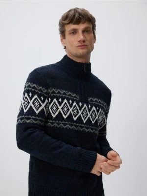 Reserved - Sweter z golfem - granatowy