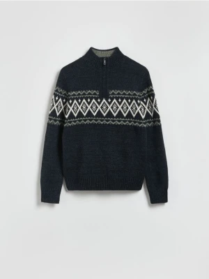 Reserved - Sweter z golfem - granatowy